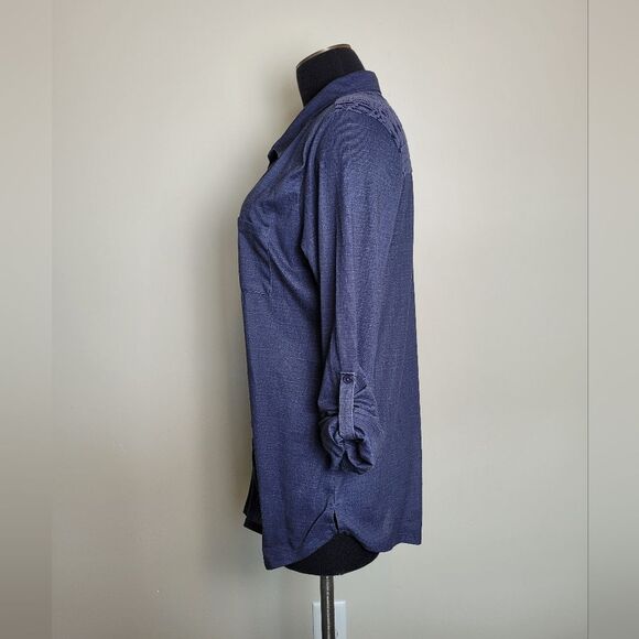 Karen Brooks Western Rodeo Button Front Shirt Women's Soft Dark Blue Large - Picture 9 of 10